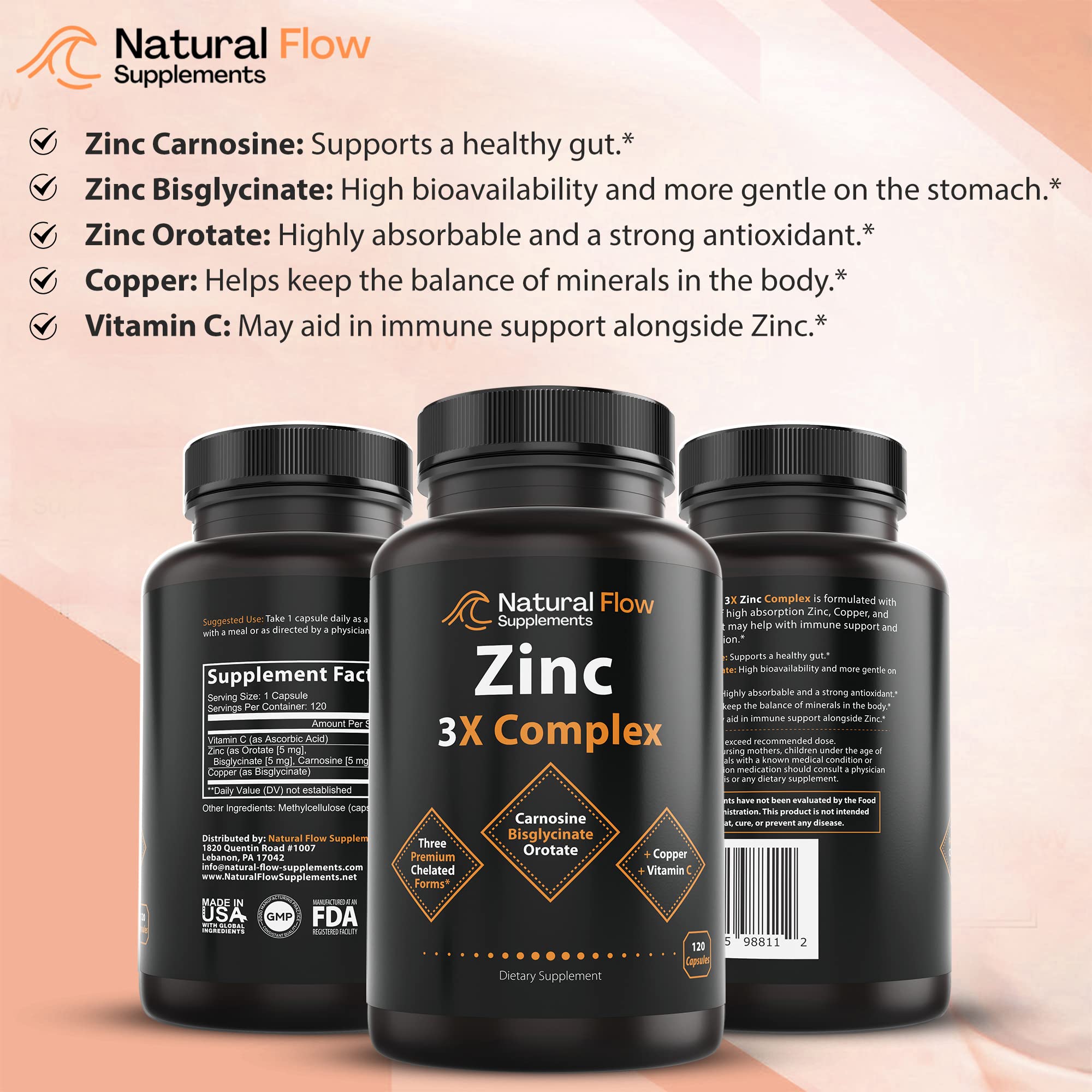Foto 7 pulgar | Complejo De Suplementos De Zinc Natural Con Cobre Y Vitamina C 120 Ca - Venta Internacional.