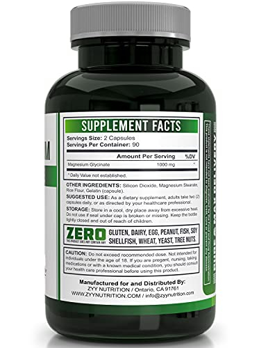 Foto 3 pulgar | Suplemento Zyy De Glicinato De Magnesio De 1000 Mg, Quelatado Y Sin Ogm - Venta Internacional.