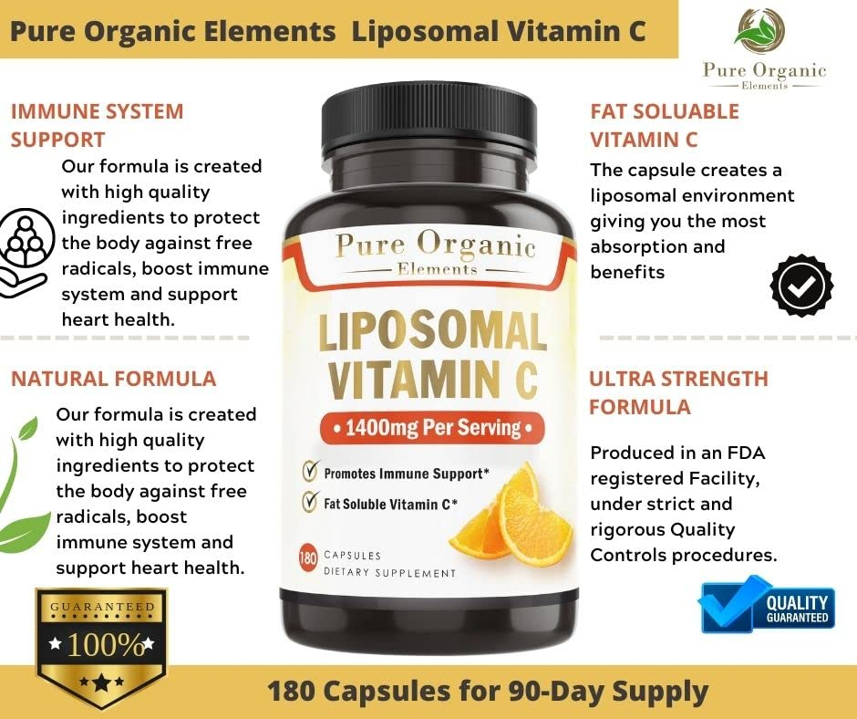 Foto 4 pulgar | Suplemento Dietético Pure Organic Elements Liposomal Vitamina C - Venta Internacional