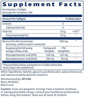 Foto 5 | Suplemento De Aceite De Pescado Omega-3 Mini De Klaire Labs, 100 Cápsulas Blandas - Venta Internacional.