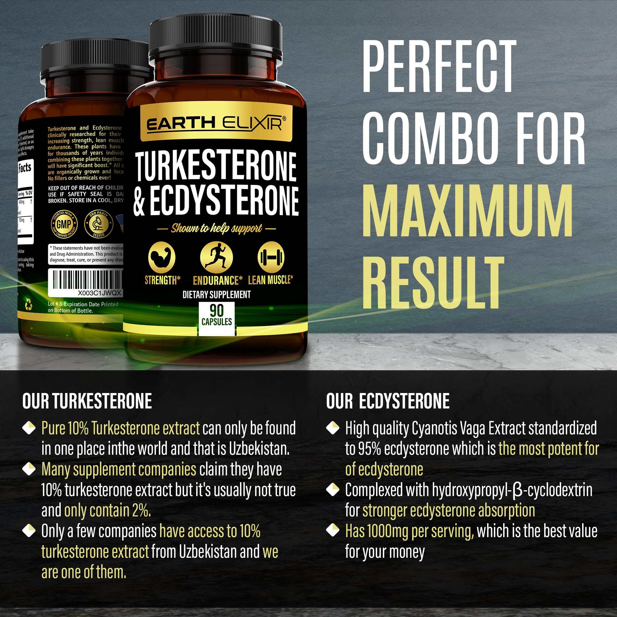 Foto 4 pulgar | Suplemento Earth Elixir Turkesterone 840 Mg Y Ecdysterone 7 - Venta Internacional.