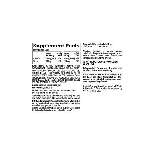 Foto 2 | Suplemento Dietético Member's Mark Calcium 600 Mg + D3 600 Tabl - Venta Internacional.