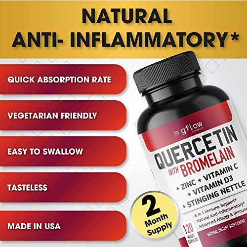 Foto 6 pulgar | Suplemento Gflow Vitamins Quercetina 500 Mg Con Vitamina C Y Zinc - Venta Internacional.