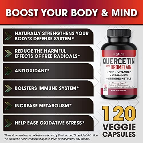 Foto 7 pulgar | Suplemento Gflow Vitamins Quercetina 500 Mg Con Vitamina C Y Zinc - Venta Internacional.