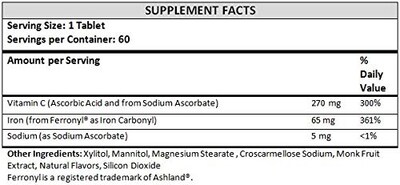 Foto 2 | Suplemento Nutritipure De Hierro Masticable De 65 Mg Con Vitamina C 270 Mg - Venta Internacional.