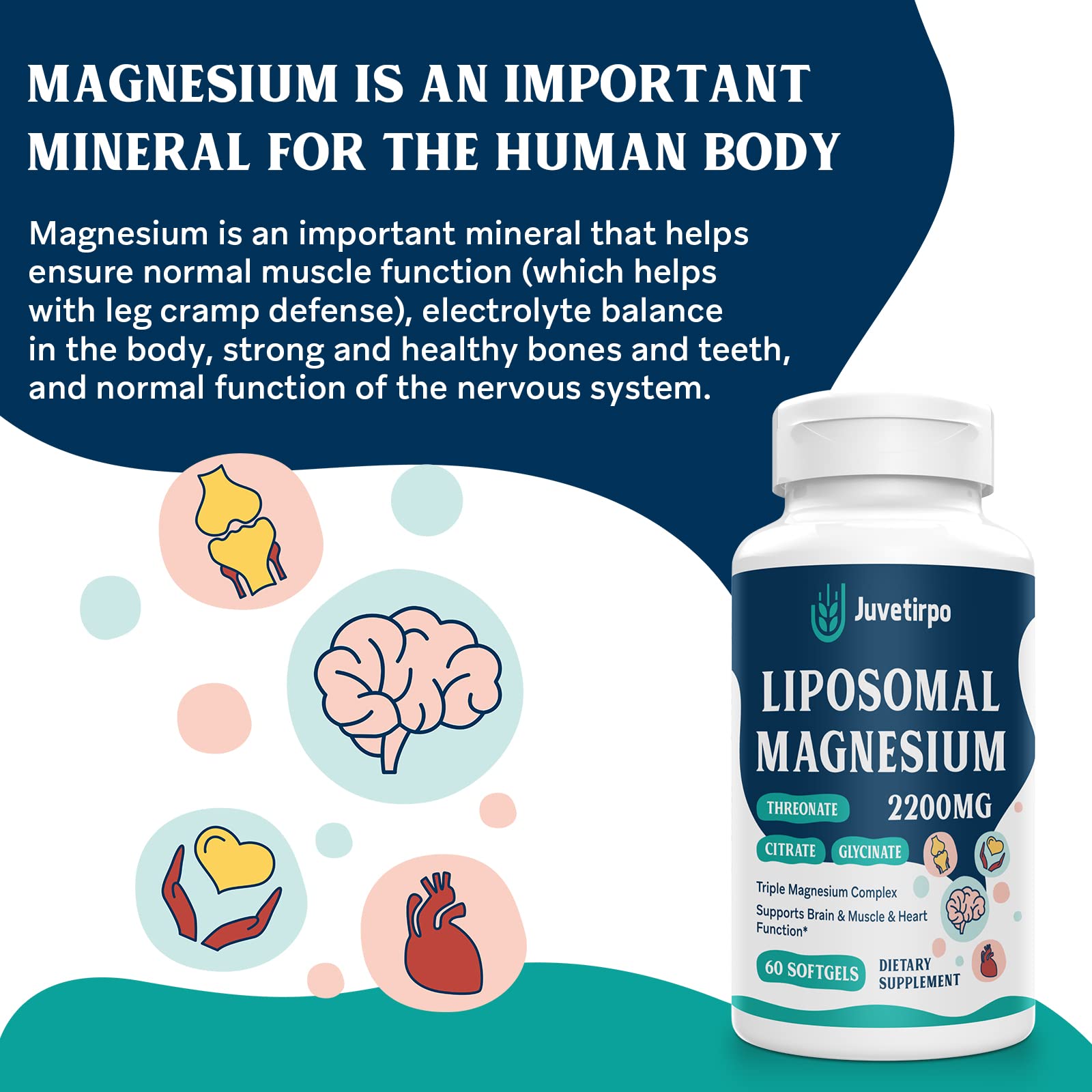 Foto 5 pulgar | Suplemento Juvetirpo Liposomal Magnesio Complex 2200 Mg 60 S - Venta Internacional.
