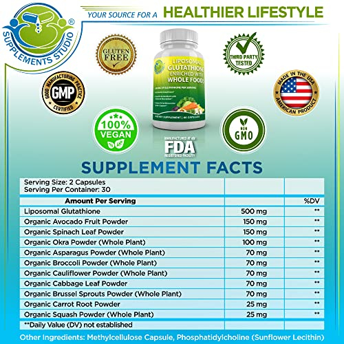 Foto 7 pulgar | Suplemento Supplements Studio Glutatión Liposomal 500 Mg - Venta Internacional