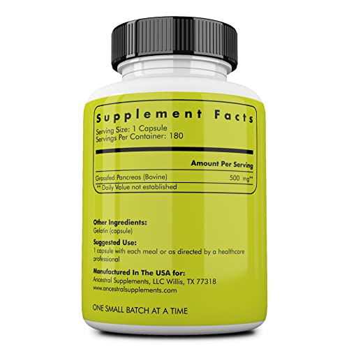 Foto 3 pulgar | Suplemento Ancestral Supplements Páncreas Alimentado Con Pasto 180 Cápsulas - Venta Internacional.