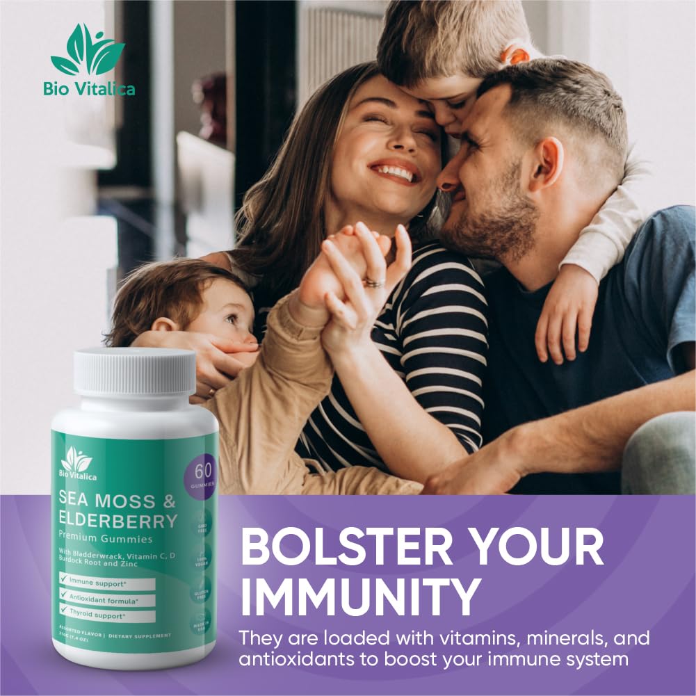 Foto 6 pulgar | Suplemento Bio Vitalica Sea Moss Gomies Con Saúco 60u - Venta Internacional.