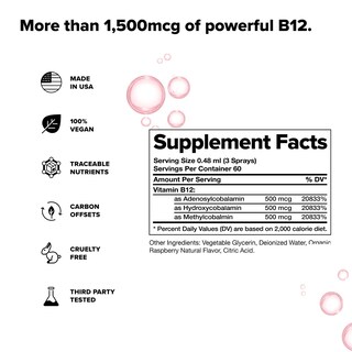 Foto 2 | Suplemento En Aerosol Líquido Vegano Con Vitamina Triple B12 - Venta Internacional.