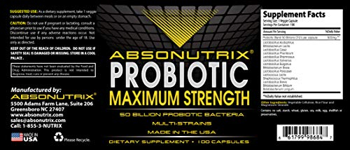 Foto 5 pulgar | Suplemento Absonutrix Probiotic Maximum Strength 50 Mil Millones  - Venta Internacional.