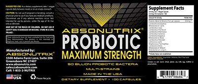 Foto 4 | Suplemento Absonutrix Probiotic Maximum Strength 50 Mil Millones - Venta Internacional.