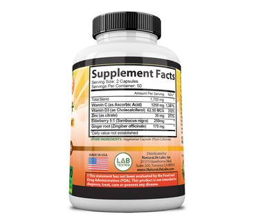Foto 4 | Suplemento Naturalife Labs De Vitamina C 1700 Mg Con Vitamina D3 10 - Venta Internacional.