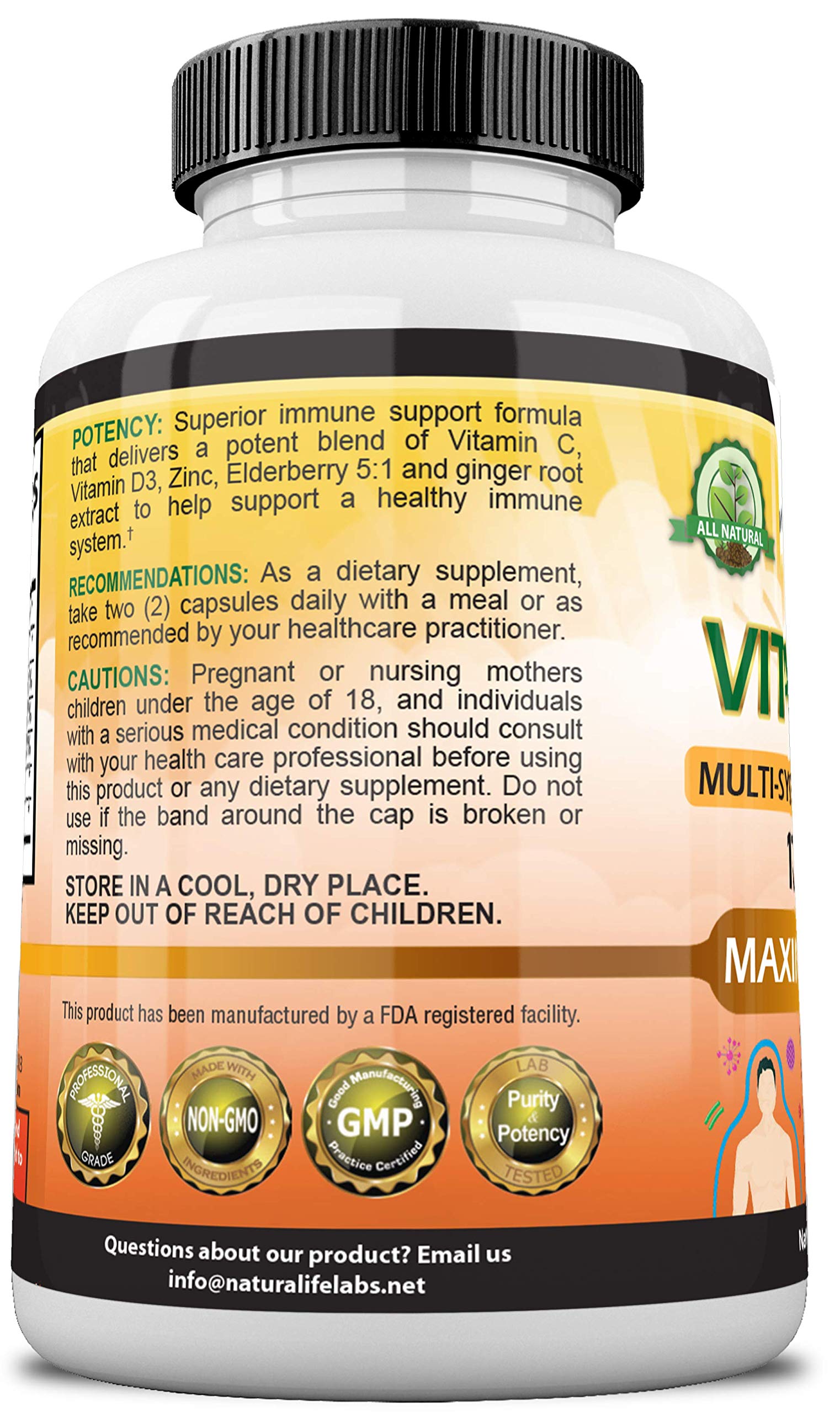 Foto 7 pulgar | Suplemento Naturalife Labs De Vitamina C 1700 Mg Con Vitamina D3 10 - Venta Internacional.