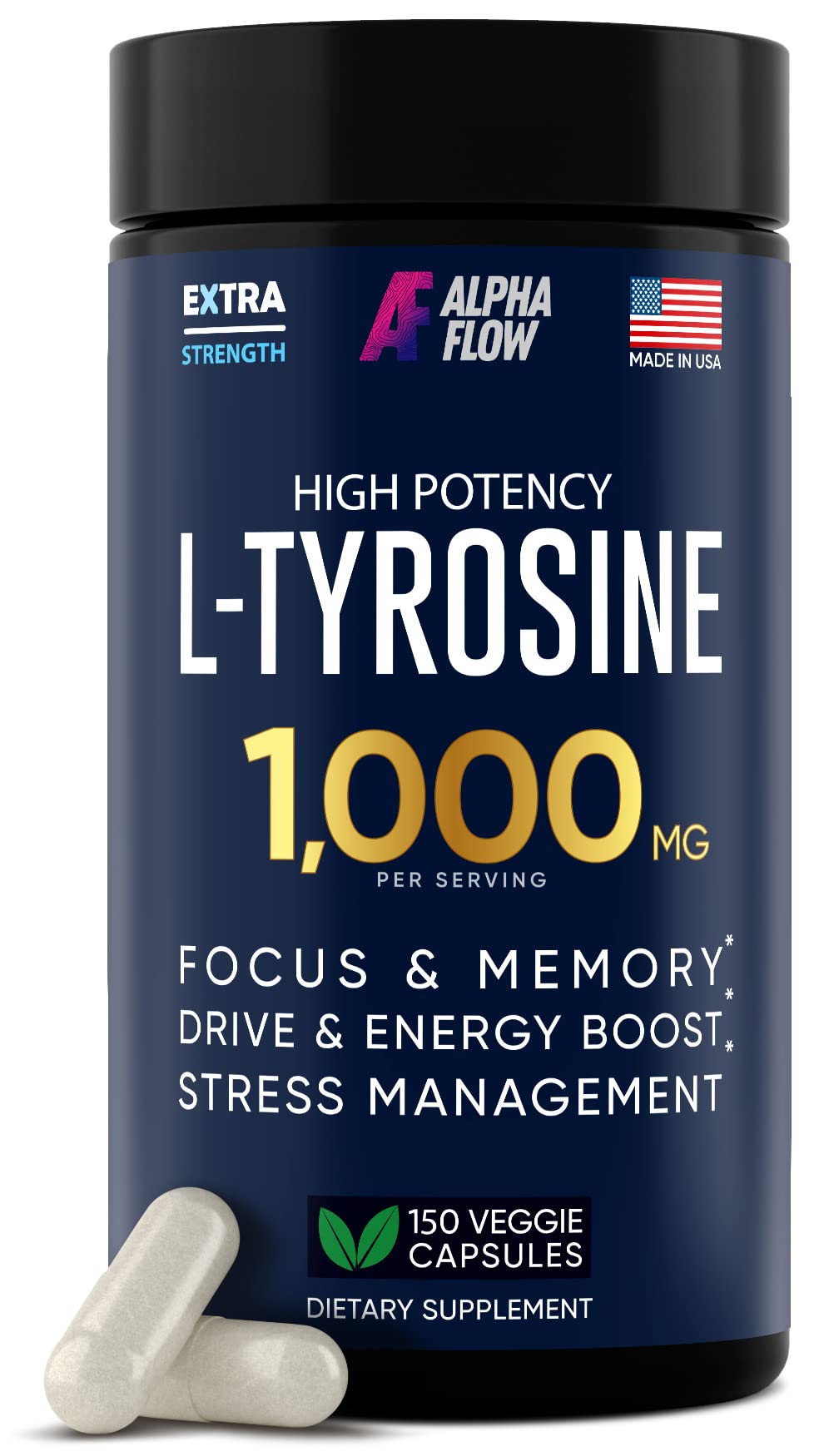 Foto 1 | Suplemento Alpha Flow, L-tirosina, 1000 Mg, Cápsulas, 60 Ml - Venta Internacional.