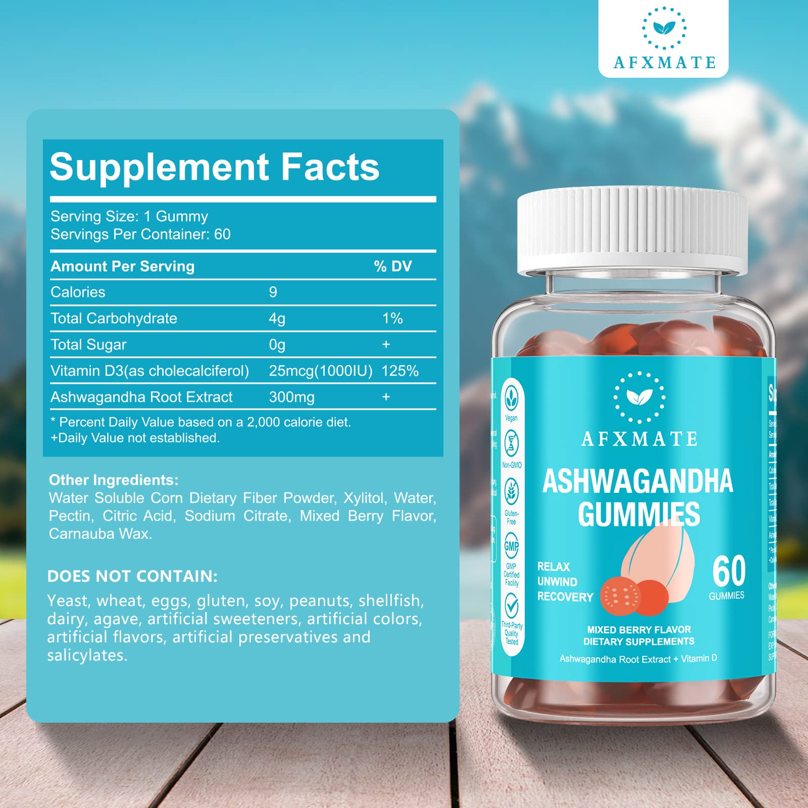 Foto 6 pulgar | Complemente Las Gomitas De Ashwagandha Y Vitamina D De Afxmate - Venta Internacional.