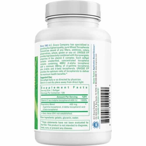 Foto 2 | Suplemento A.c. Grace Unique E 120 Cápsulas Blandas De Vitamina E - Venta Internacional.