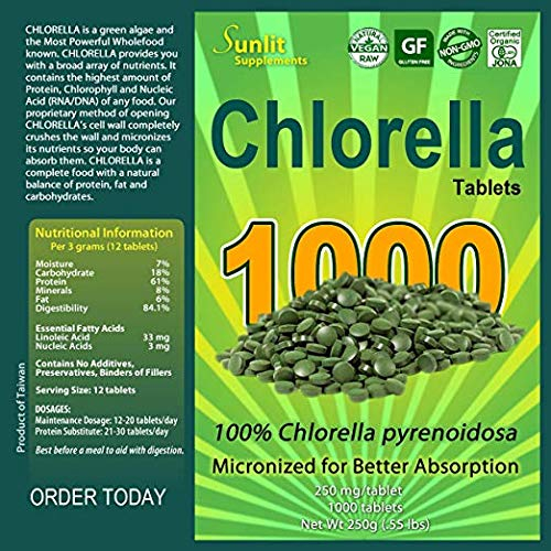 Foto 3 pulgar | Suplemento De Chlorella Tablets Sunlit Best Green Organics 1000 - Venta Internacional.