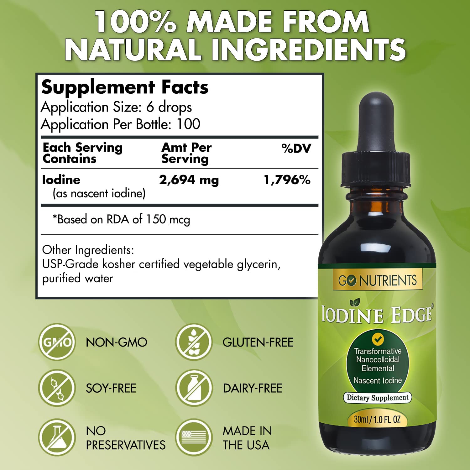 Foto 4 pulgar | Suplemento De Yodo Go Nutrients Iodine Edge 30 Ml Para Tiroides - Venta Internacional.