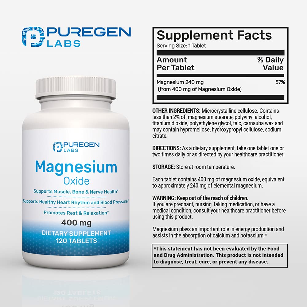 Foto 4 pulgar | Suplemento P Puregen Labs Magnesio 400 Mg De Alta Potencia - Venta Internacional.