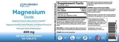 Foto 4 | Suplemento P Puregen Labs Magnesio 400 Mg De Alta Potencia - Venta Internacional.