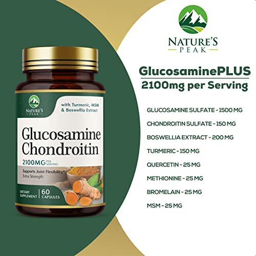 Foto 3 | Complementa La Condroitina Glucosamina De Nature's Peak Con Cúrcuma - Venta Internacional.