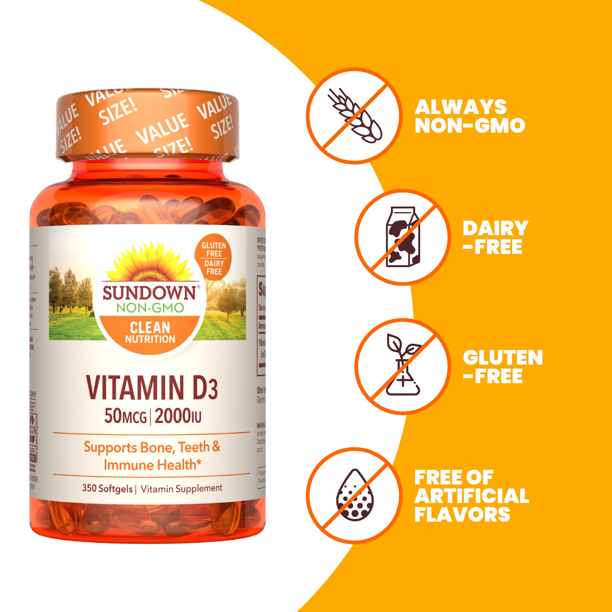 Foto 5 pulgar | Cápsulas Blandas De Vitamina D3 Sundown Immune Support, 2000 Ui, 350 Unidades - Venta Internacional.