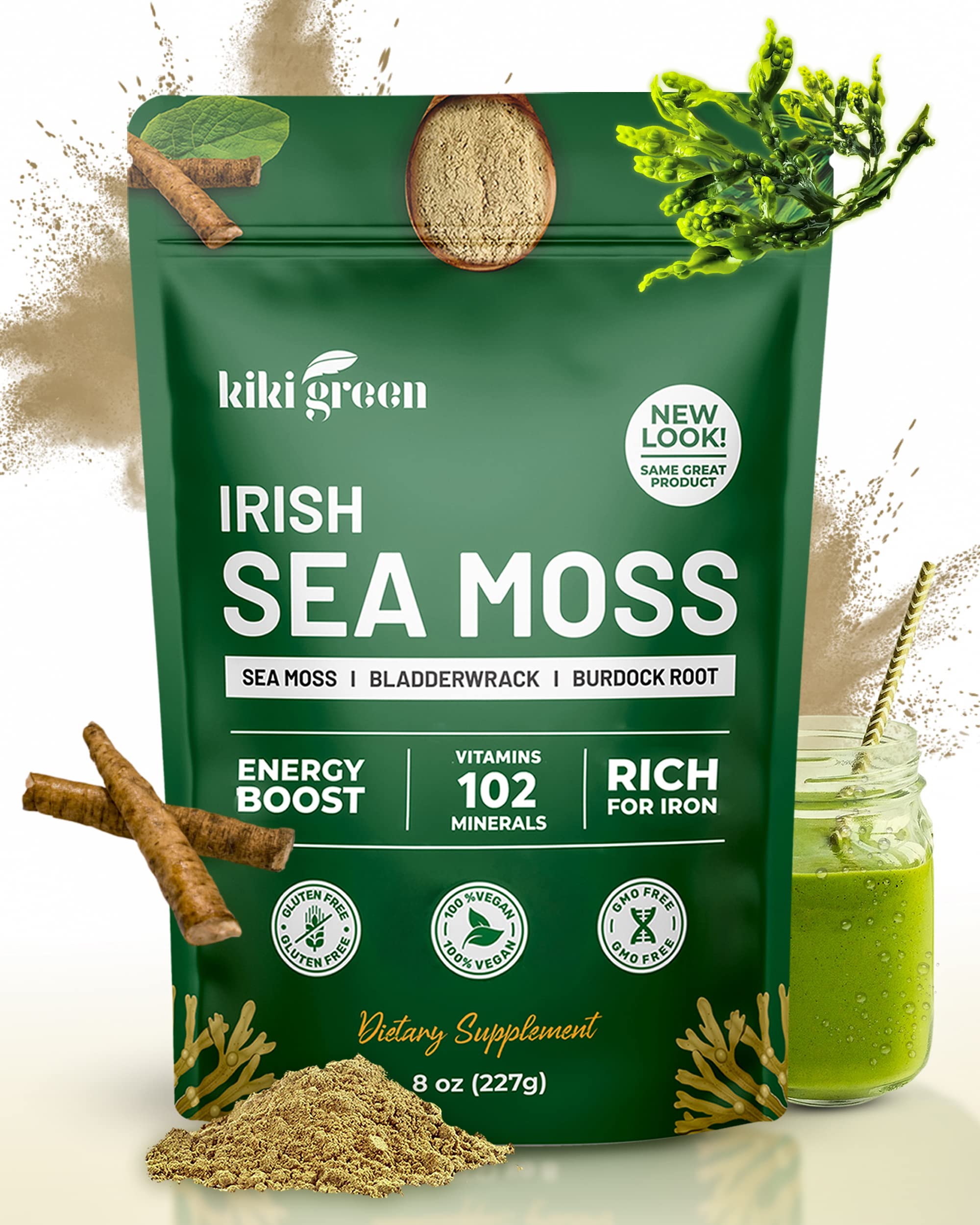 Foto 2 pulgar | Polvo De Musgo Marino Kiki Green Irish De 250 Ml Con Bardana - Venta Internacional.