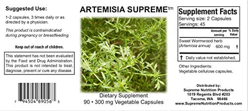 Foto 5 pulgar | Supreme Nutrition Artemisia Supreme 90 Cápsulas 300 Mg - Venta Internacional.