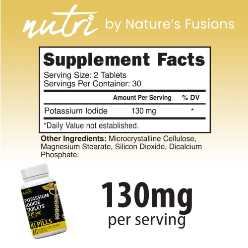Foto 3 pulgar | Tabletas De Radiación Nature's Fusions, Yoduro De Potasio, 130 Mg - Venta Internacional.