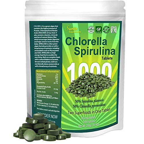 Suplemento Sunlit Chlorella Spirulina 1000 Comprimidos - Venta Internacional.