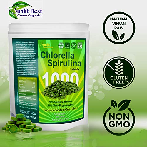 Foto 3 pulgar | Suplemento Sunlit Chlorella Spirulina 1000 Comprimidos - Venta Internacional.