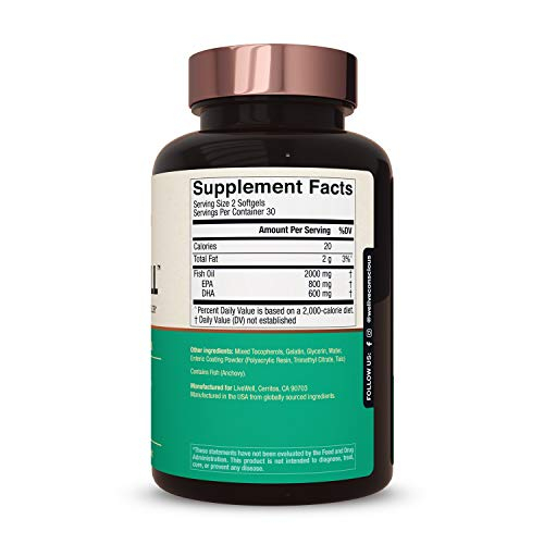Foto 8 pulgar | Aceite De Pescado Omegawell Supplement Live Conscious 120 Cápsulas Blandas - Venta Internacional.