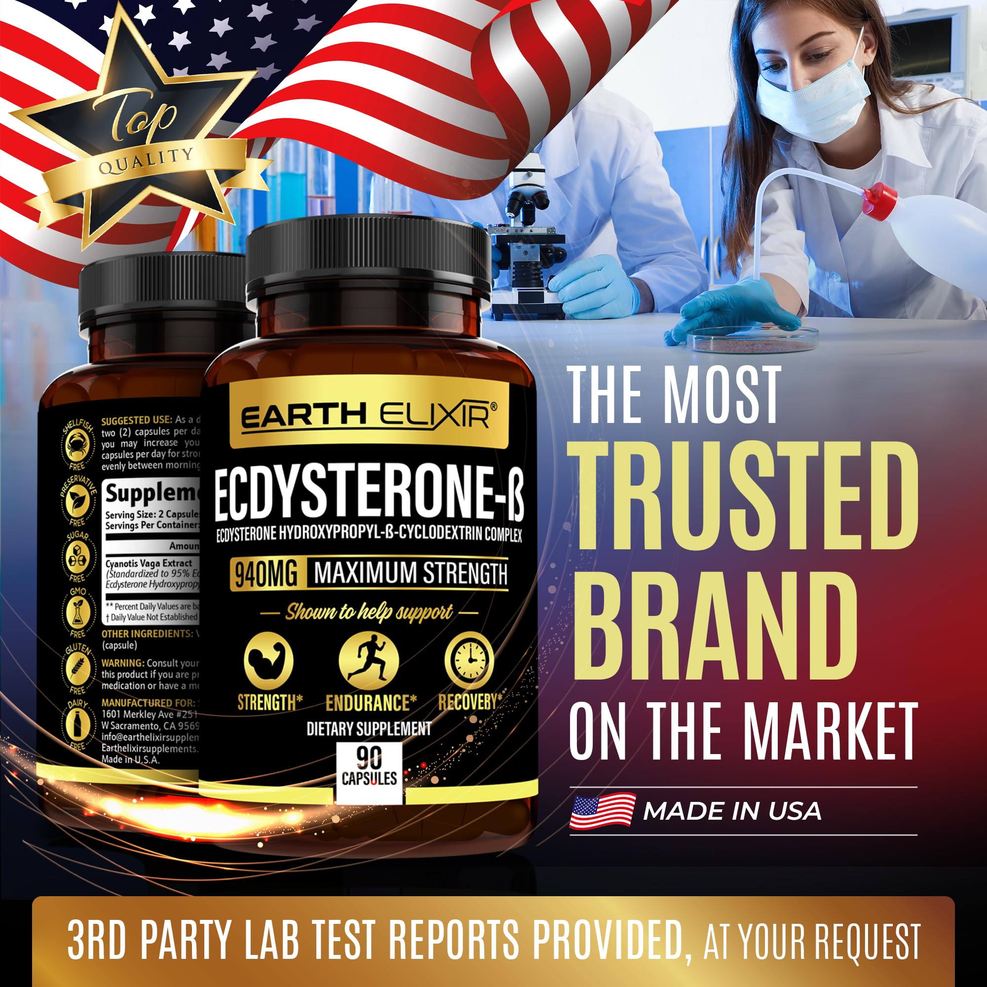 Foto 6 pulgar | Suplementos Earth Elixir Ecdysterone 940 Mg (90 Cápsulas) - Venta Internacional.