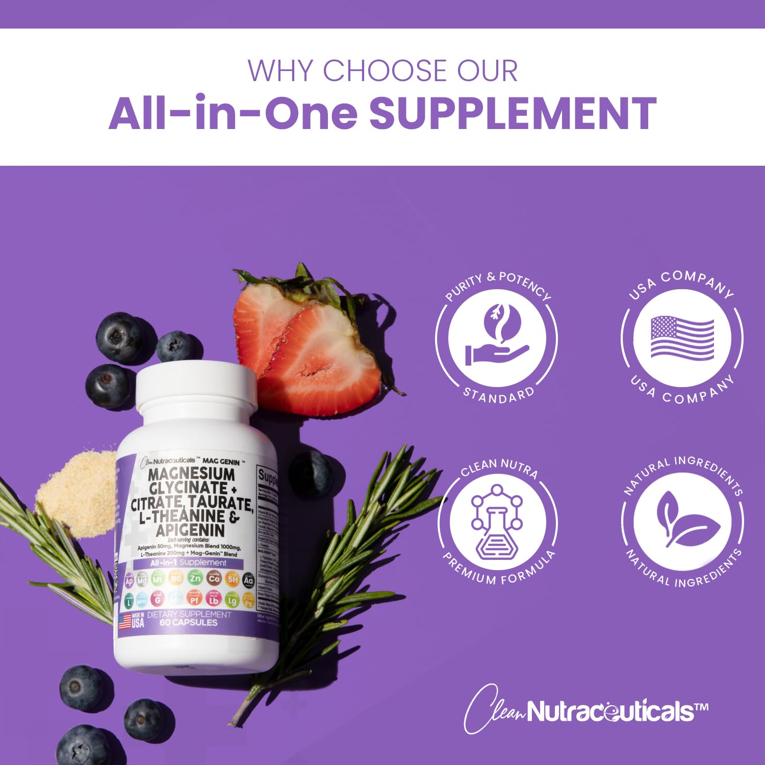Foto 7 pulgar | Suplemento De Glicinato De Magnesio De Clean Nutraceuticals 1000 Mg - Venta Internacional.