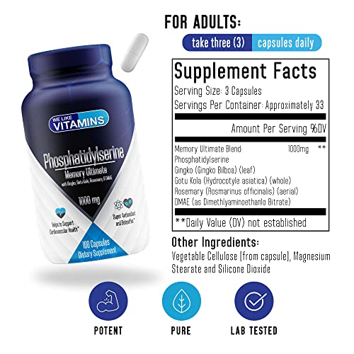 Foto 3 pulgar | Suplemento We Like Vitaminas Fosfatidilserina Memory 1000 Mg - Venta Internacional.