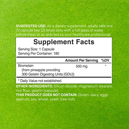 Foto 3 pulgar | Oferta De Suplementos: Suplemento De Bromelina, 500 Mg, 180 Cápsulas - Venta Internacional.