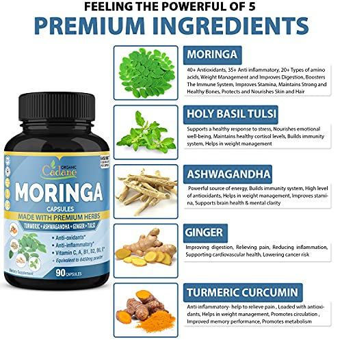 Foto 6 pulgar | Suplemento De Extracto De Moringa Orgánico, Cápsulas, 6450 Mg, 90 Cápsulas - Venta Internacional.