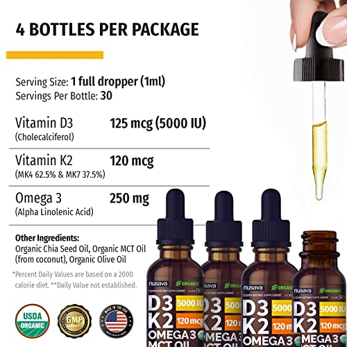 Foto 8 pulgar | Gotas De Vitamina D3 K2 Con Aceite Mct Omega 3 5000 Ui 30 Ml (paquete De 4 Unidades) - Venta Internacional.