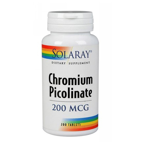 Suplemento Solaray De Picolinato De Cromo 200 Mcg 200 Tabletas - Venta Internacional.
