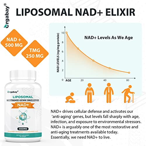 Foto 4 pulgar | Suplemento Orgabay Liposomal Nad+ 500 Mg Con Tmg 250 Mg 120 Sodas - Venta Internacional.