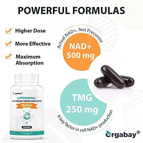 Foto 6 pulgar | Suplemento Orgabay Liposomal Nad+ 500 Mg Con Tmg 250 Mg 120 Sodas - Venta Internacional.