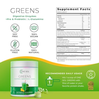 Foto 3 | Suplemento One Sol Greens Super Greens En Polvo, 300 Ml - Venta Internacional.