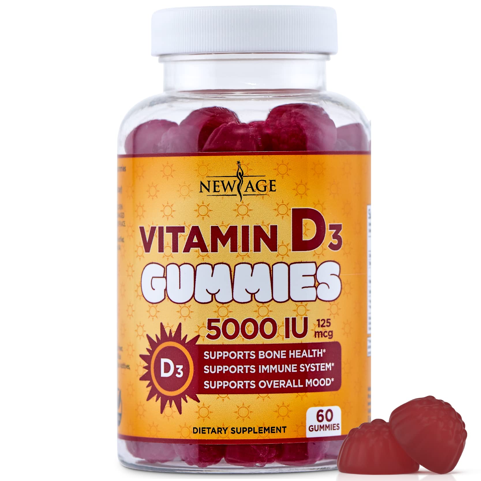 Gomitas De Vitamina D3 New Age 5000 Ui 125 Mcg (60 Gomitas) - Venta Internacional.