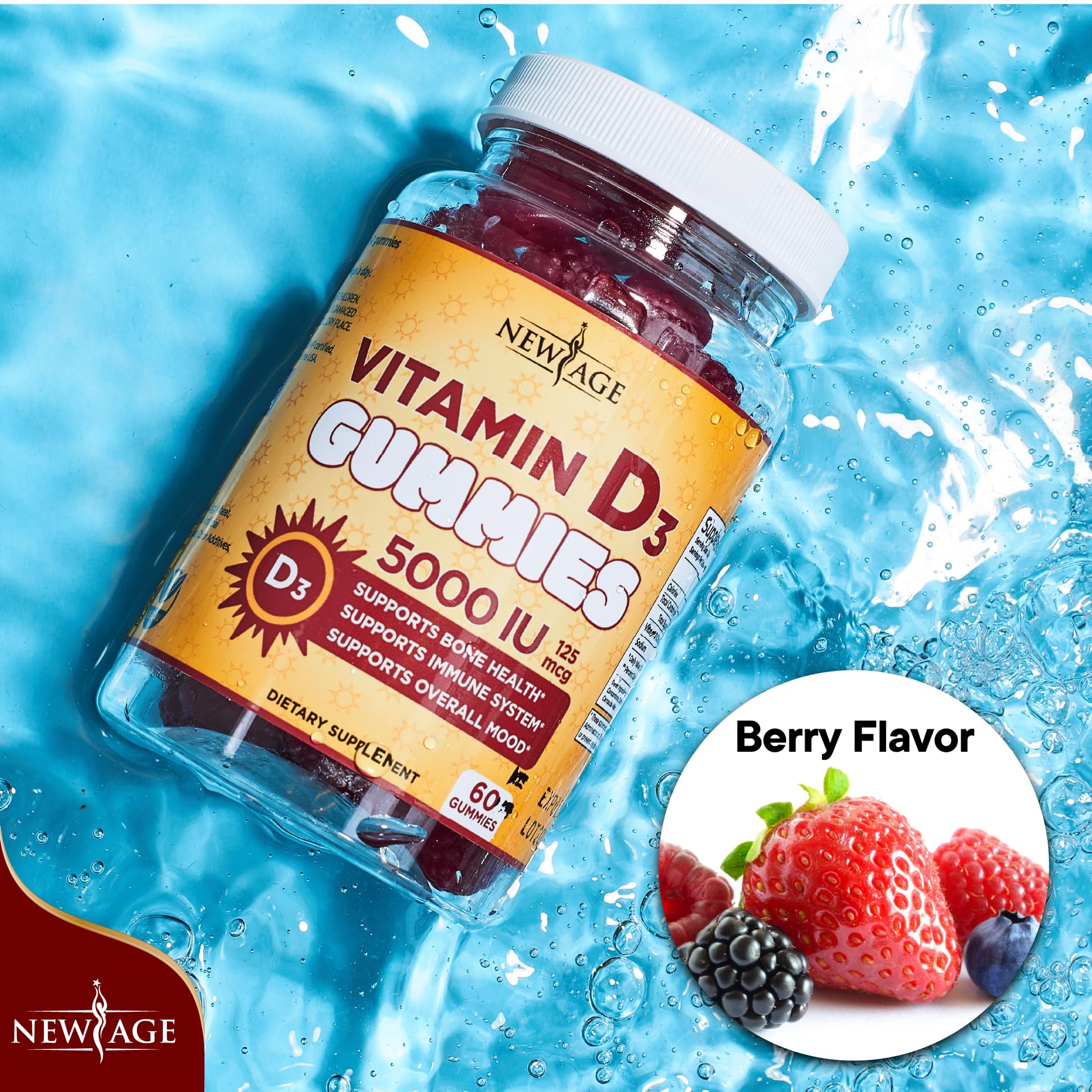 Foto 6 | Gomitas De Vitamina D3 New Age 5000 Ui 125 Mcg (60 Gomitas) - Venta Internacional.