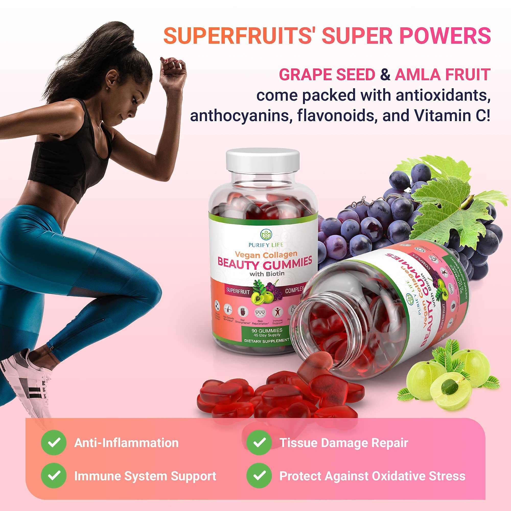 Foto 4 | Gomitas Veganas De Colágeno Purify Life Con Biotina Para La Piel Del Cabello - Venta Internacional.
