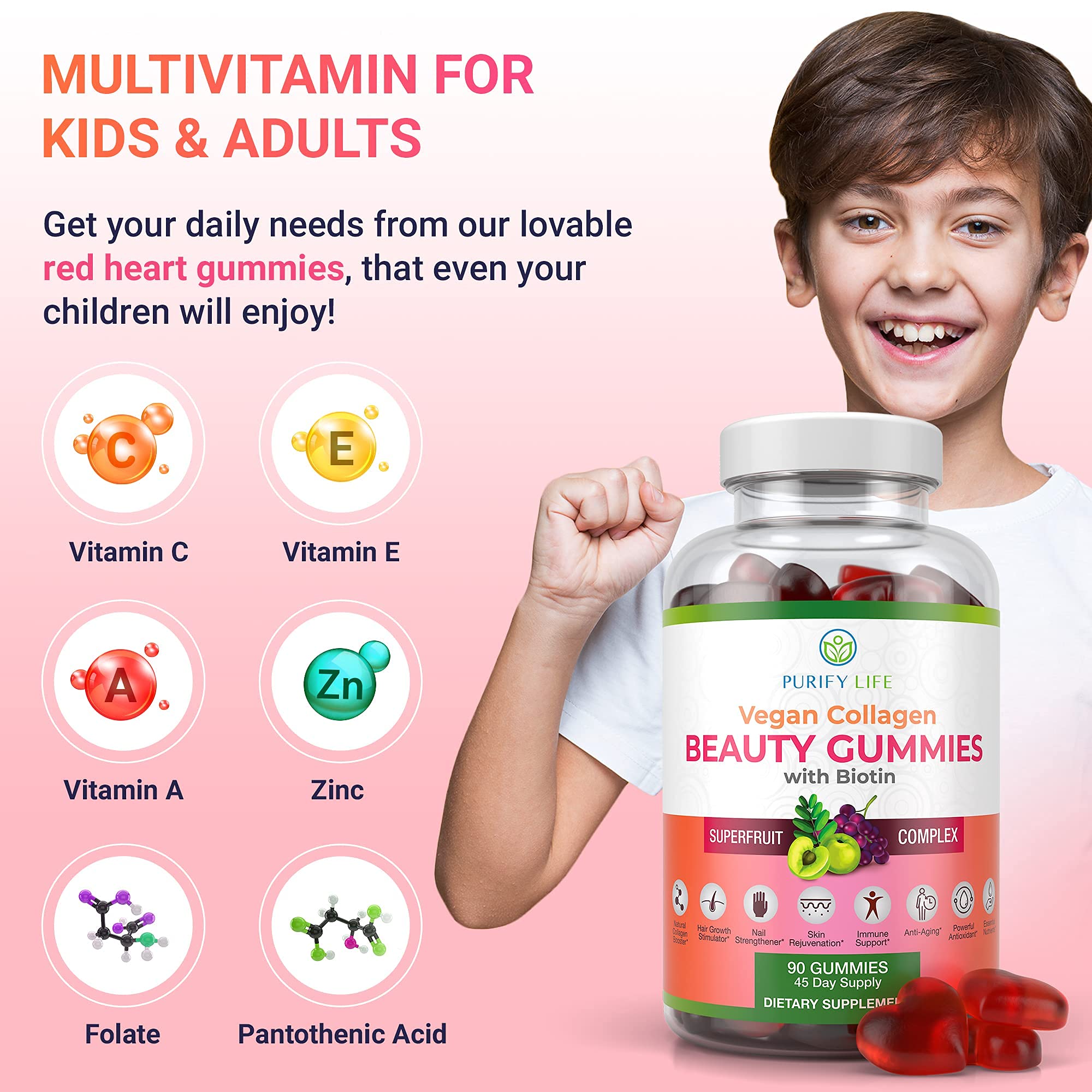 Foto 8 pulgar | Gomitas Veganas De Colágeno Purify Life Con Biotina Para La Piel Del Cabello - Venta Internacional.