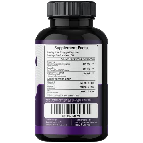 Foto 3 pulgar | Suplemento De Quercetina De Gade Nutrition 500 Mg Con Vitamina C Y Zinc - Venta Internacional.