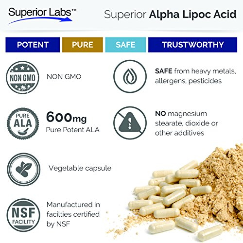Foto 6 pulgar | Suplemento De Ácido Alfa Lipoico De Superior Labs 600 Mg 120 Cápsulas - Venta Internacional.