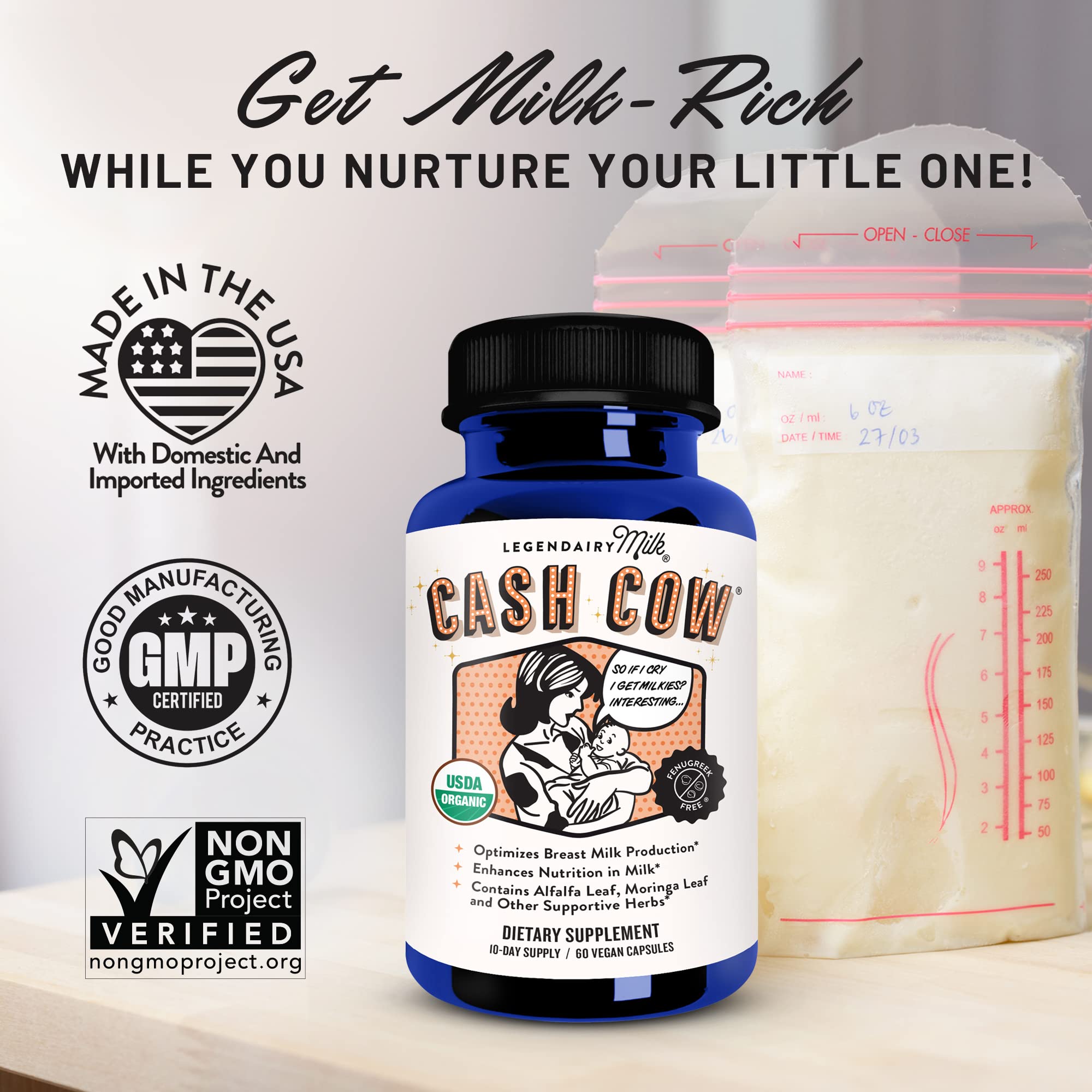 Foto 3 pulgar | Suplemento De Lactancia Legendairy Milk Cash Cow Moringa Alfa - Venta Internacional.